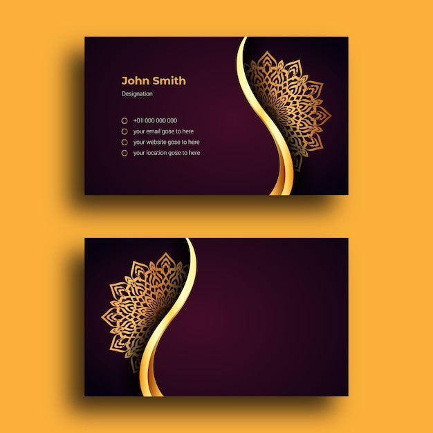 Luxury business card template with luxury ornamental mandala arabesque