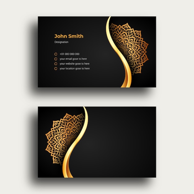 Luxury Business Card  Template With Luxury Ornamental Mandala Arabesque 