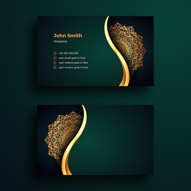 Vector luxury business card template with ornamental mandala arabesque design