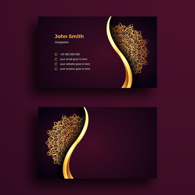 Роскошный шаблон визитной карточки с орнаментальной мандалой в стиле арабески