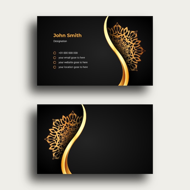 Luxury Business Card Template With Ornamental Mandala Arabesque