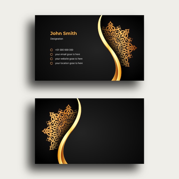 Luxury Business Card Template With Ornamental Mandala Arabesque