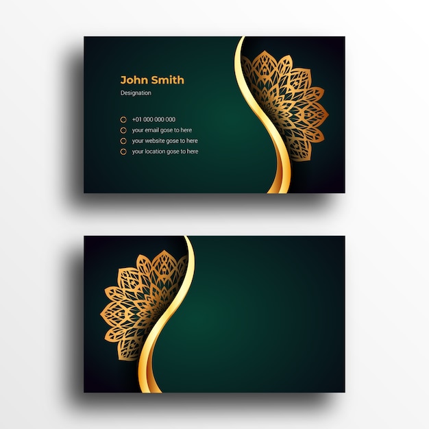 Luxury business card template with ornamental mandala design