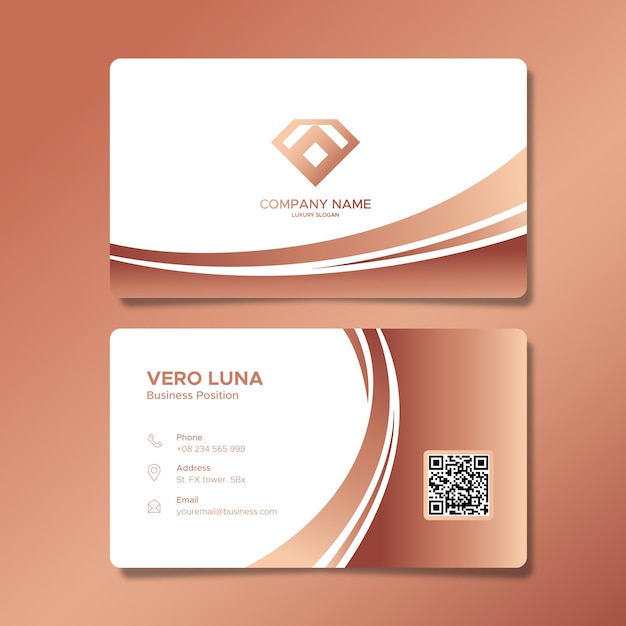 Luxury business card template with rose gold color