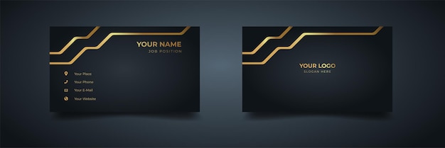 Luxury business card with golden lines dark background Vector Illustration design print template