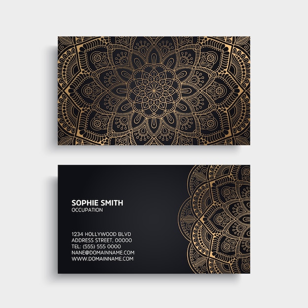 Luxury business card with golden mandala