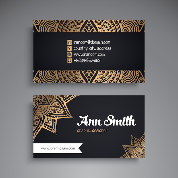 Luxury business card with mandala decoration