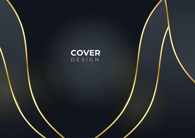 Luxury business cover background, abstract decoration, golden pattern, halftone gradients, 3d Vector illustration. Black gold cover template, geometric shapes, modern minimal banner