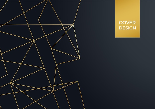 Luxury business cover background, abstract decoration, golden pattern, halftone gradients, 3d Vector illustration. Black gold cover template, geometric shapes, modern minimal banner