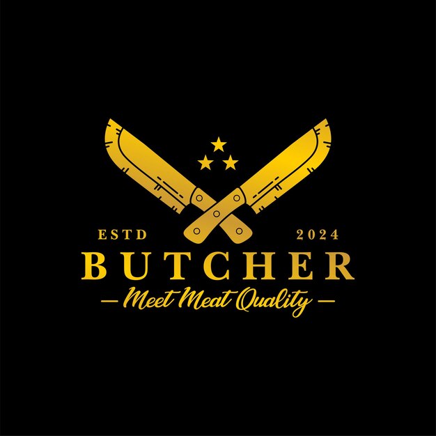 Vettore design del logo di luxury butcher.