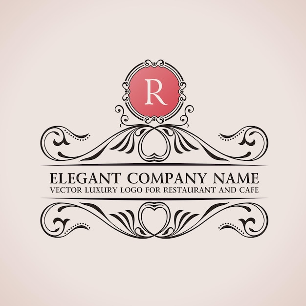 Logo calligrafico di lusso e monogramma vintage r