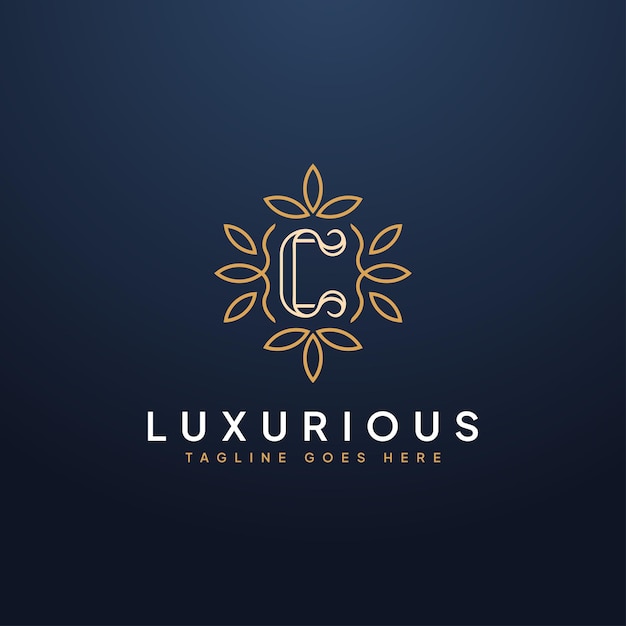 Luxury capital C letter Elegant logo monogram Vintage ornamental calligraphic design