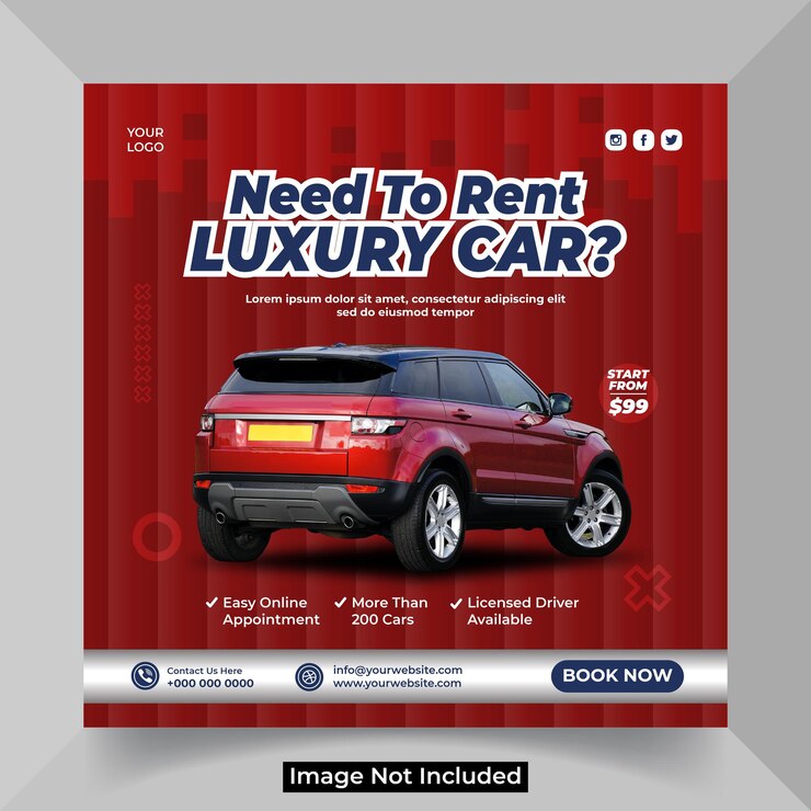 Luxury car rental social media and instagram post design