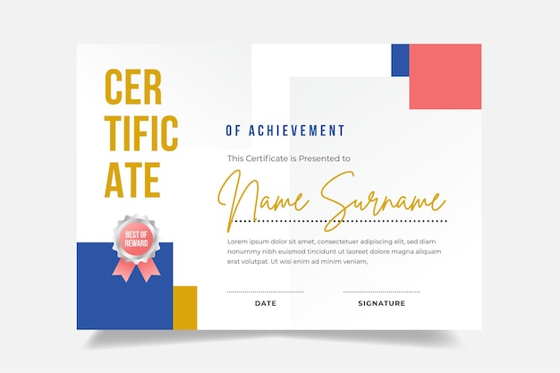 Vector luxury certificate of achievement design template