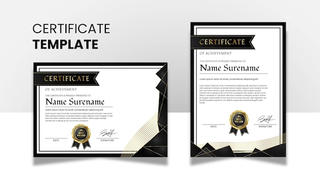 Vector luxury certificate of achievement design template