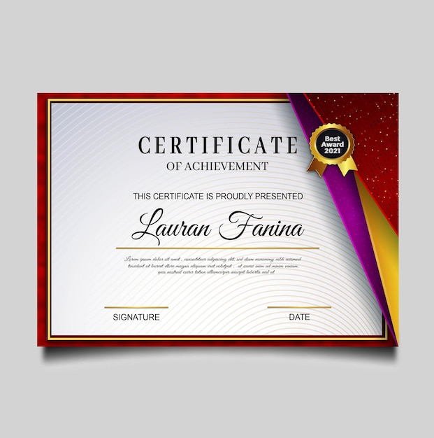 Luxury certificate achievement template design