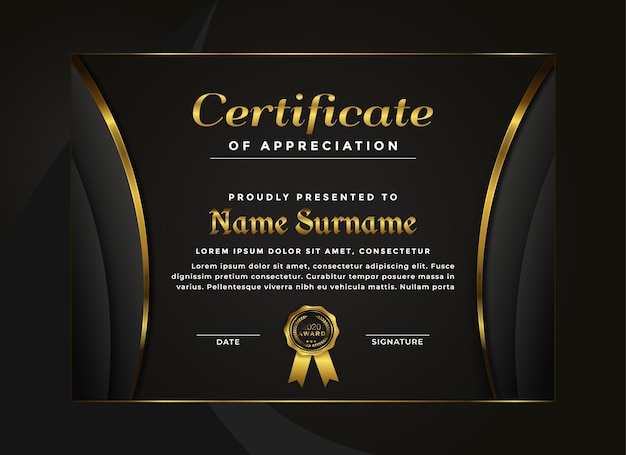 Luxury certificate achievement template