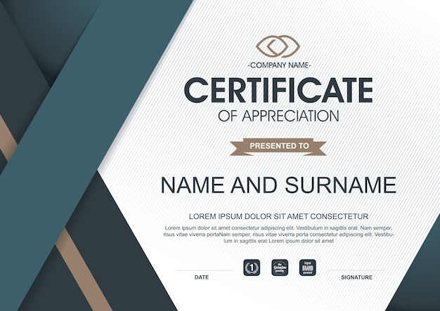 Vector luxury certificate of appreciation award template.