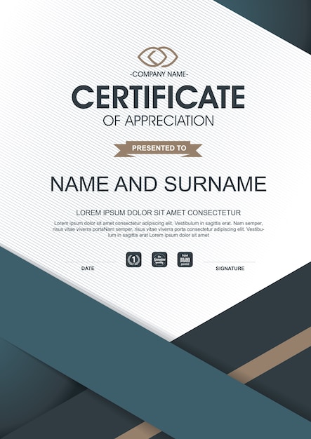 Vector luxury certificate of appreciation award template.