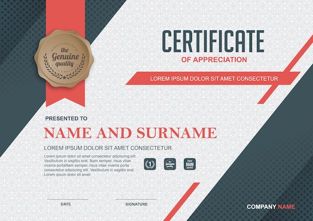 Luxury Certificate of appreciation award template.