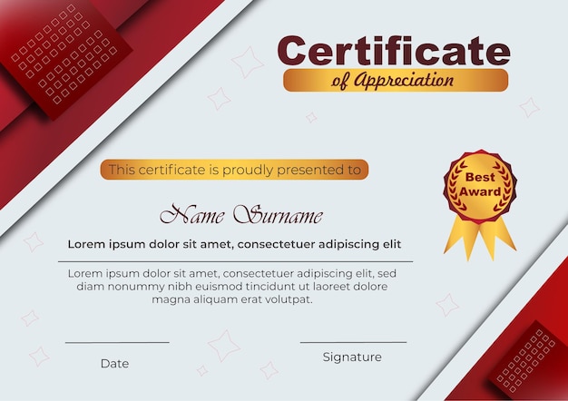 luxury certificate design template with gold color