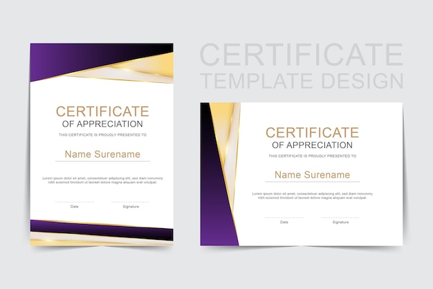 Luxury certificate template in golden color Vector illustration design