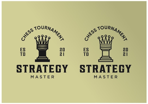 Luxury chess master logo design premium vector