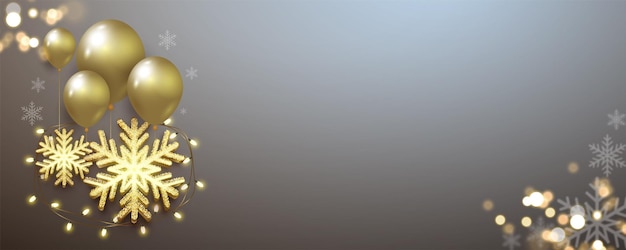 Luxury christmas background with realistic decoration