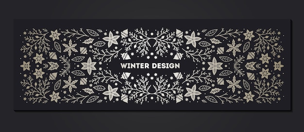 Luxury Christmas frame abstract sketch winter design templates for package