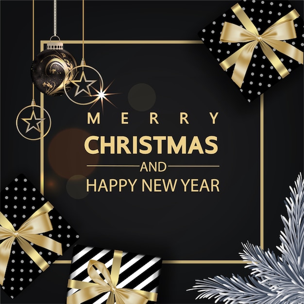 Vector luxury christmas golden and black background