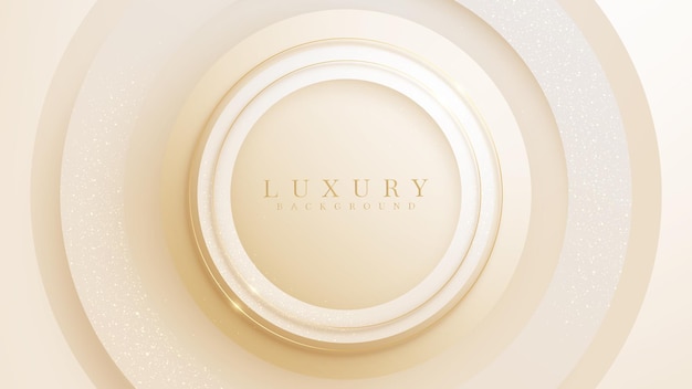 Luxury circle background with glitter gold lines, vector illustration scene.