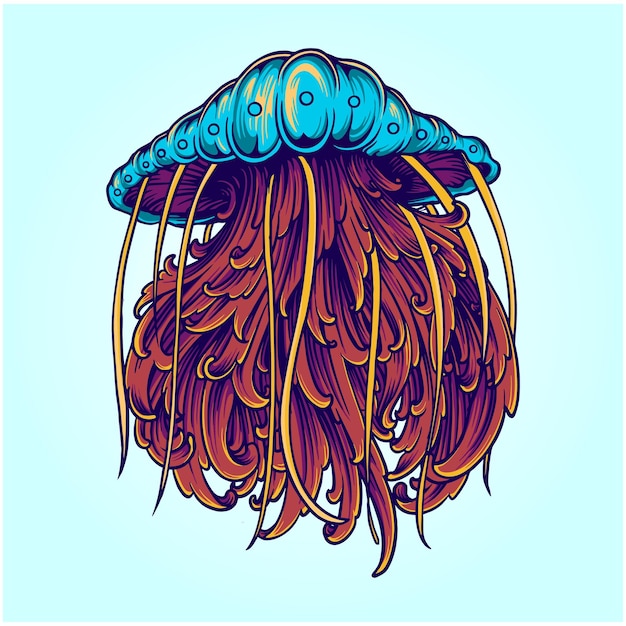 Luxury classic ornament jellyfish illustration