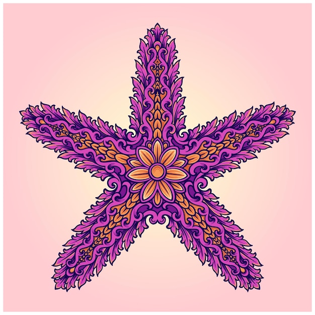 Luxury classic starfish ornament illustration