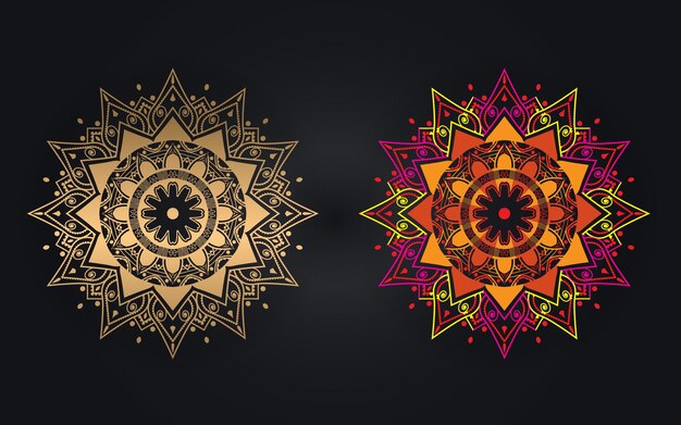 Роскошный красочный исламский дизайн фона Мандалы или Мандалы для татуировки хны мехнди