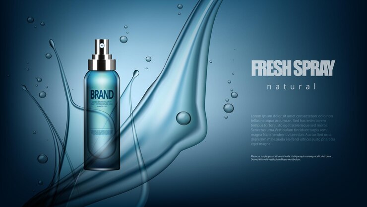 Vector luxury cosmetic fresh spray bottle advertising template