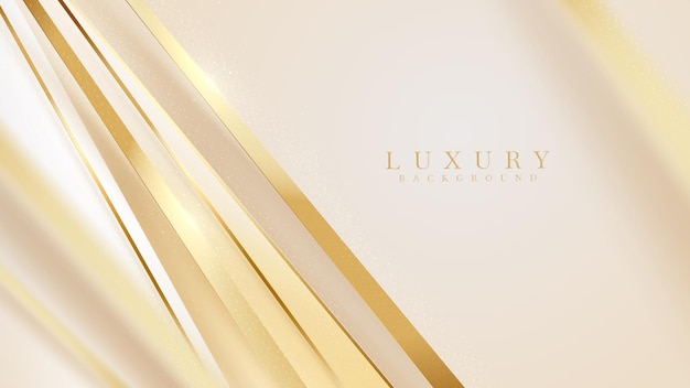 Luxury cream shade background with diagonal golden lines sparkle and blurred elements. 3d realistic style design. vector illustration.