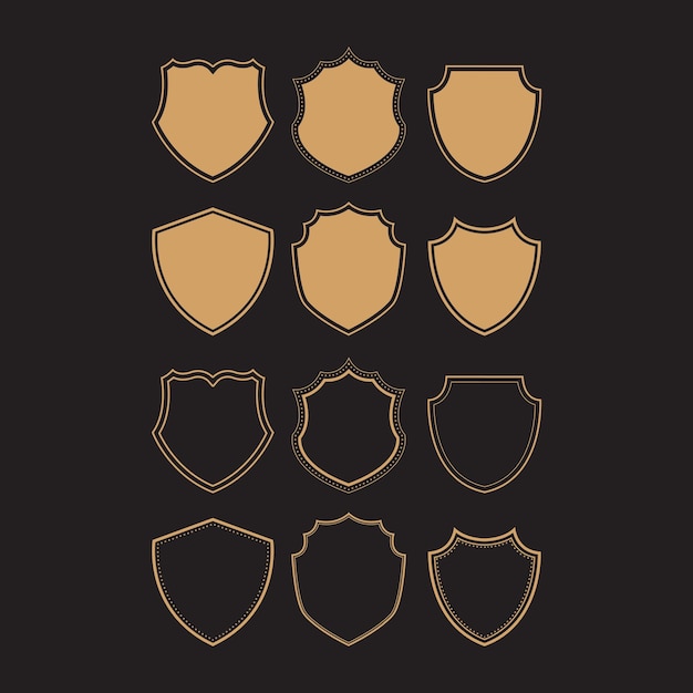 Vector luxury crest shield element set