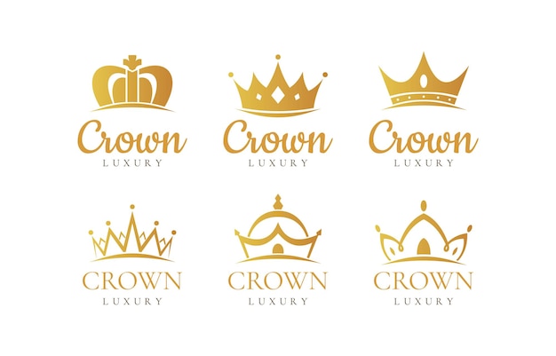 Luxury crown logo set template