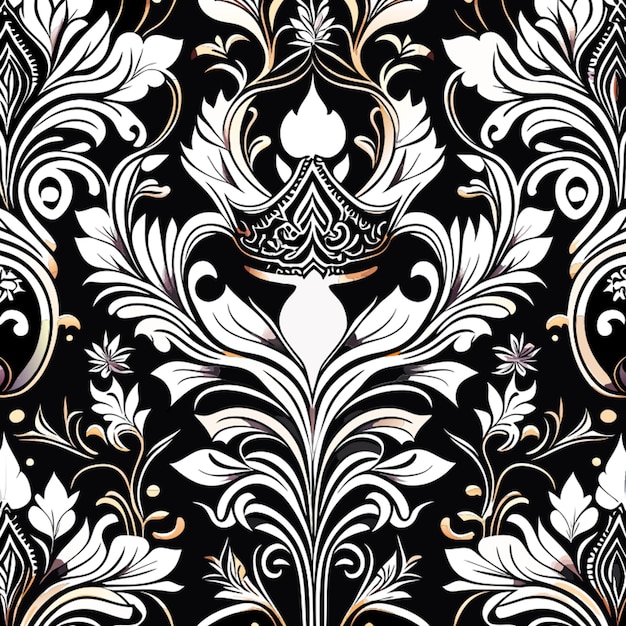 Vector luxury crown pattern seamless black and white tone outline illustration vector illustration