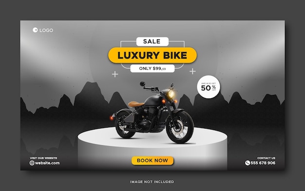 Modello di banner per social media di promozione della vendita di biciclette personalizzate di lusso luxury