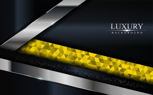 Luxury dark background with yellow mosaic and silver lines