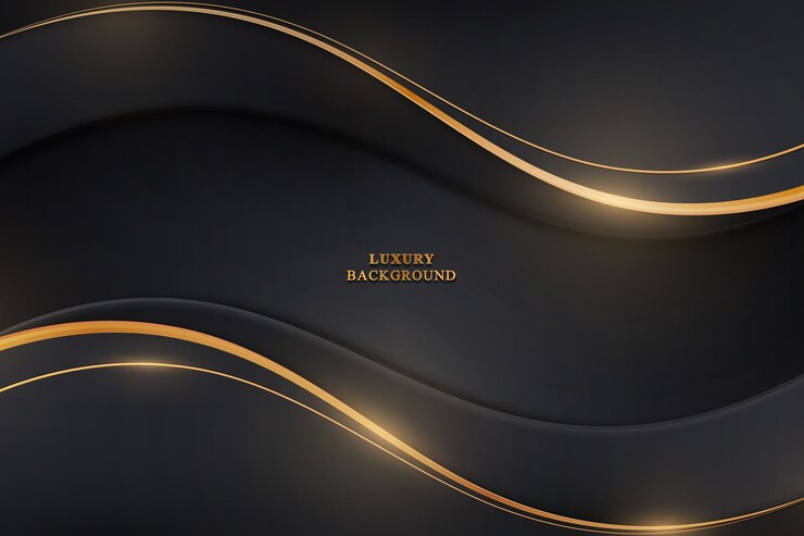 Luxury dark banner background with wavy golden background Vector illustration