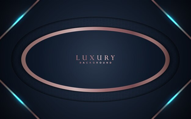 Luxury dark blue background with rose golden decoration