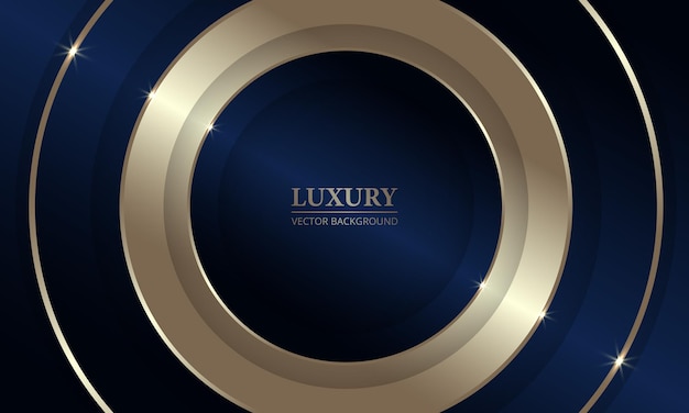 Luxury dark blue and gold d abstract geometric background with circles
