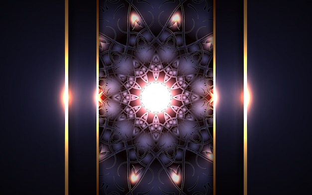 luxury dark blue paper shapes with golden mandala style decoration