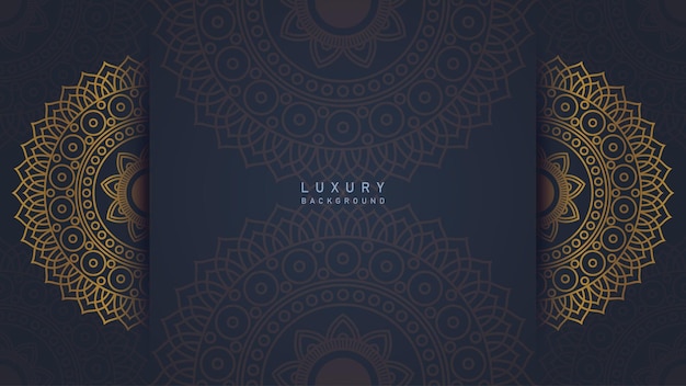 Vector luxury dark blue with golden mandala ornament background luxury premium vector design