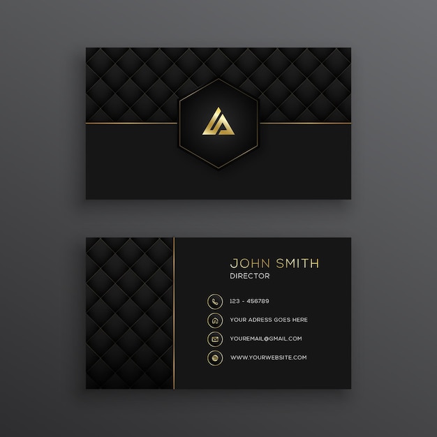 Luxury dark business card template with geometric pattern