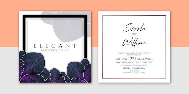 Vector luxury dark floral invitation template