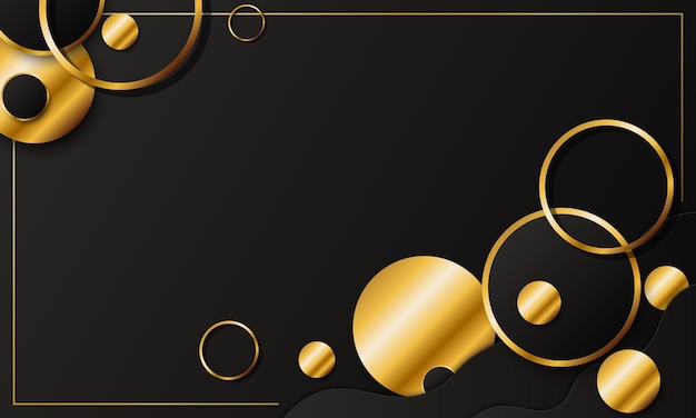 Luxury dark and golden geometric circle background. Vector illustration.