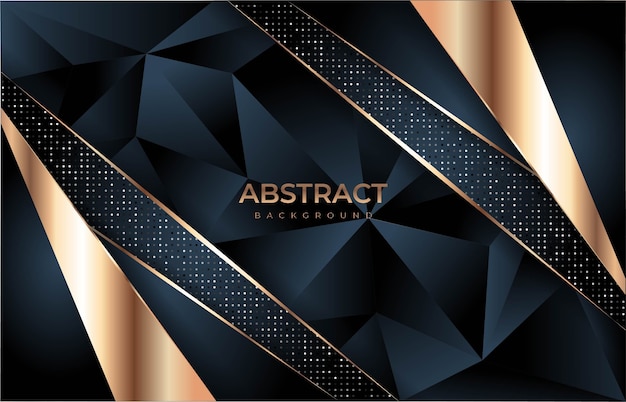 Vector luxury dark low poly background with glitter gold